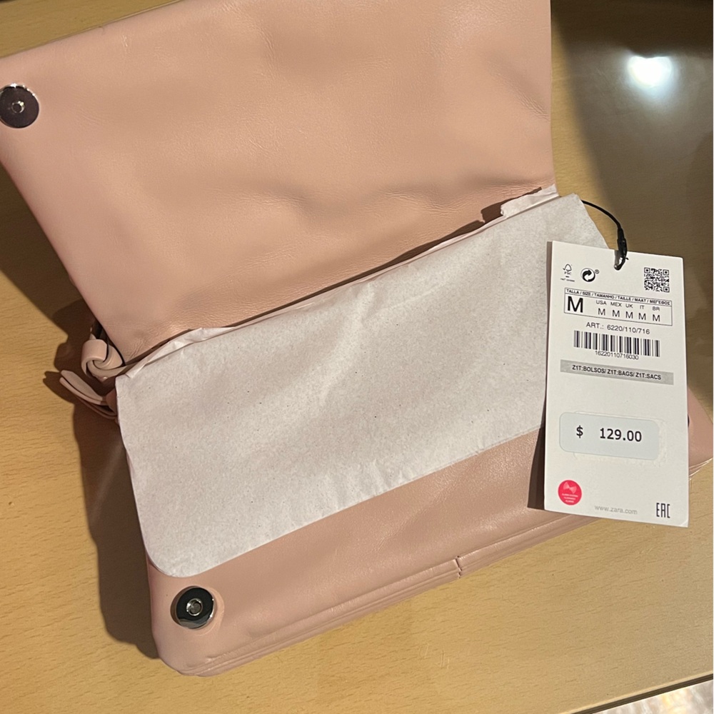 NWT Zara leather crossbody neutral beige bag